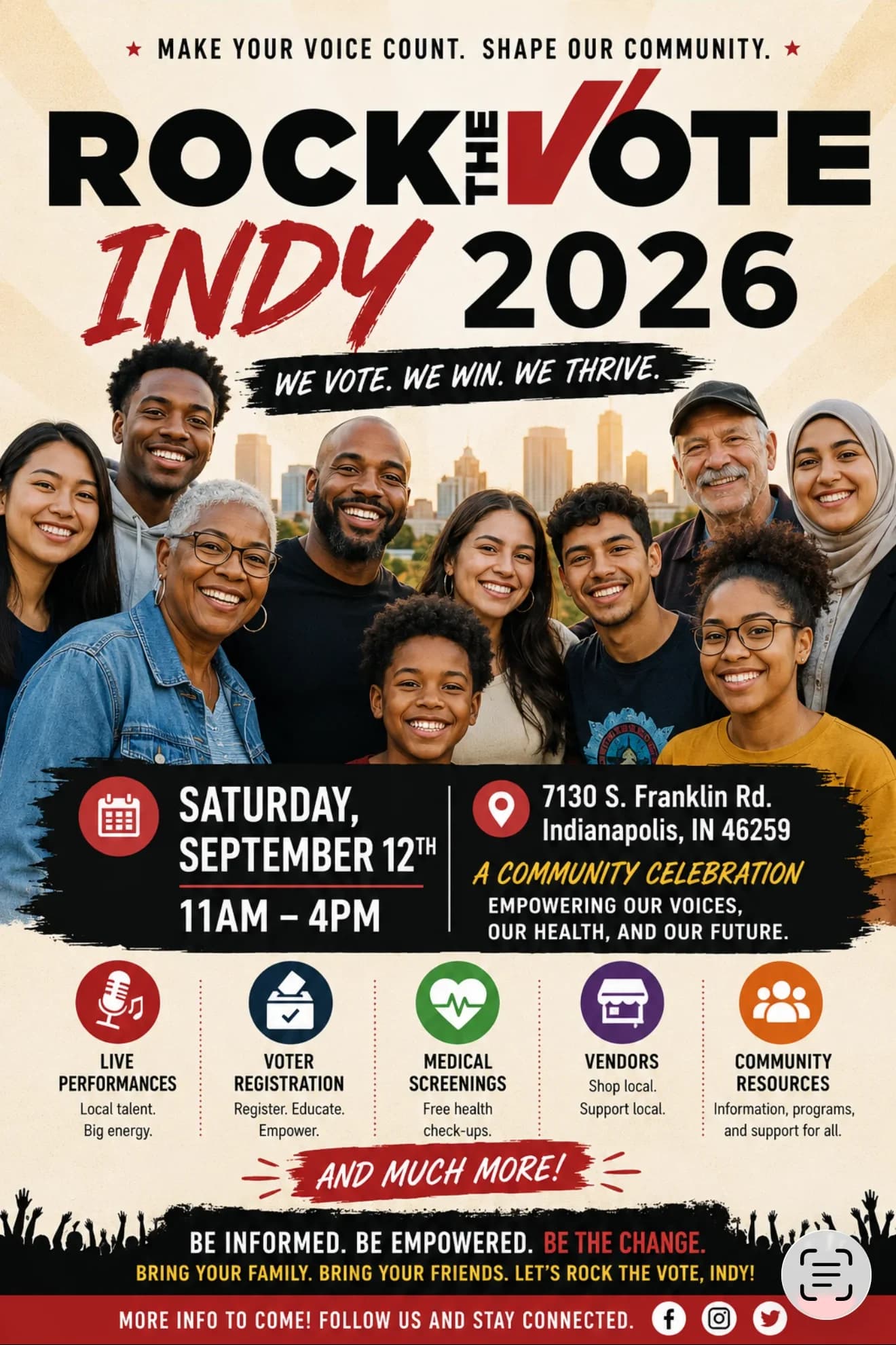 Rock The Vote Indy 2026 event flyer